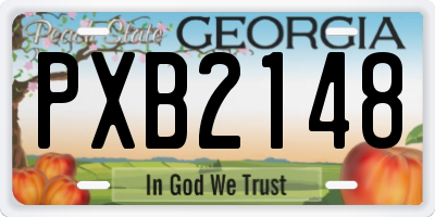 GA license plate PXB2148