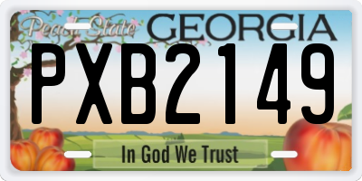 GA license plate PXB2149