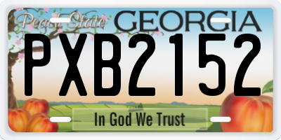 GA license plate PXB2152