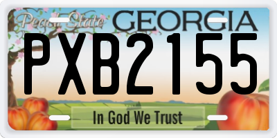 GA license plate PXB2155
