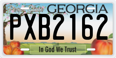 GA license plate PXB2162