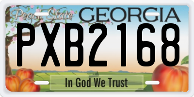 GA license plate PXB2168