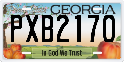 GA license plate PXB2170
