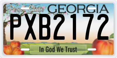 GA license plate PXB2172