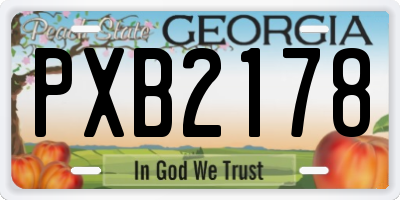 GA license plate PXB2178