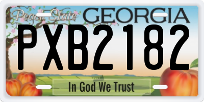 GA license plate PXB2182