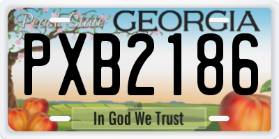 GA license plate PXB2186
