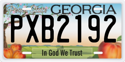 GA license plate PXB2192