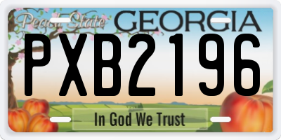 GA license plate PXB2196
