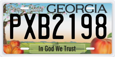GA license plate PXB2198