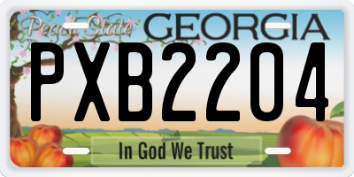 GA license plate PXB2204