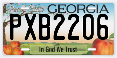 GA license plate PXB2206