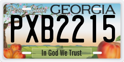 GA license plate PXB2215