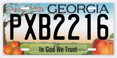GA license plate PXB2216