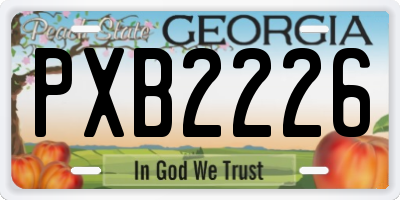 GA license plate PXB2226