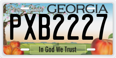 GA license plate PXB2227