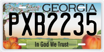 GA license plate PXB2235