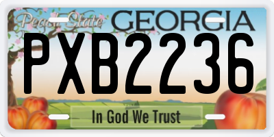 GA license plate PXB2236