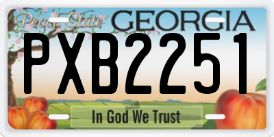 GA license plate PXB2251
