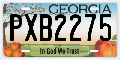 GA license plate PXB2275