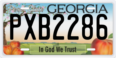 GA license plate PXB2286