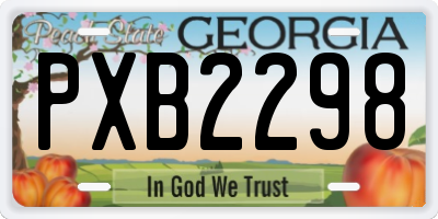 GA license plate PXB2298