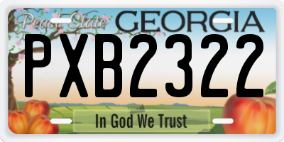 GA license plate PXB2322