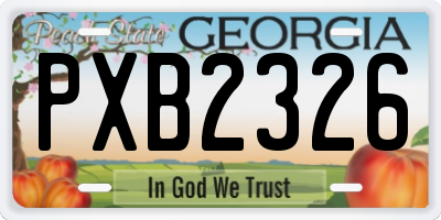 GA license plate PXB2326