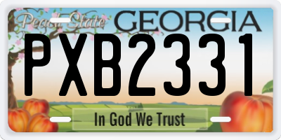 GA license plate PXB2331