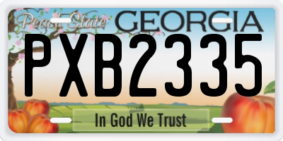 GA license plate PXB2335