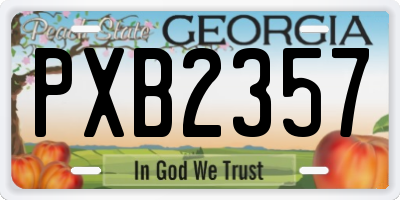 GA license plate PXB2357