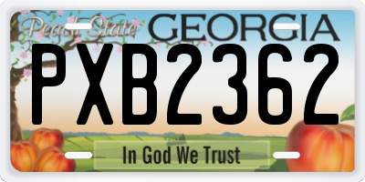 GA license plate PXB2362