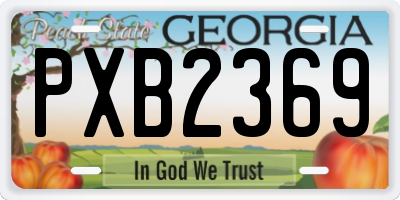 GA license plate PXB2369