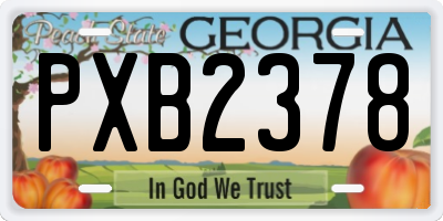 GA license plate PXB2378