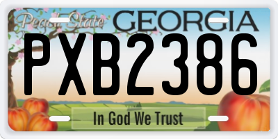 GA license plate PXB2386