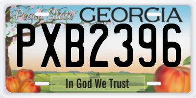 GA license plate PXB2396
