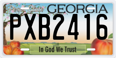 GA license plate PXB2416
