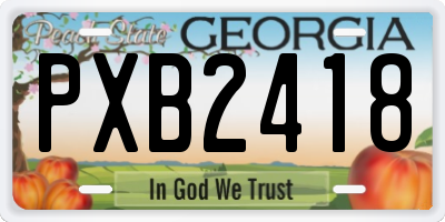 GA license plate PXB2418