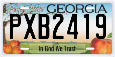 GA license plate PXB2419