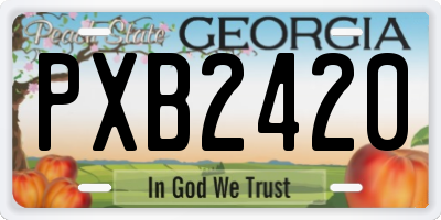 GA license plate PXB2420