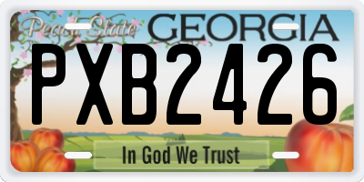 GA license plate PXB2426