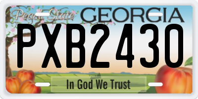 GA license plate PXB2430