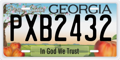 GA license plate PXB2432