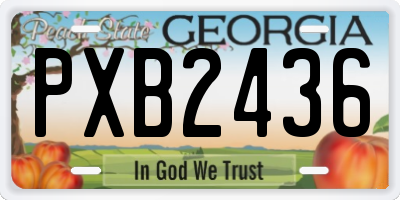 GA license plate PXB2436
