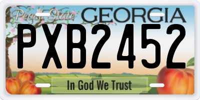 GA license plate PXB2452