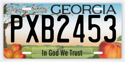 GA license plate PXB2453