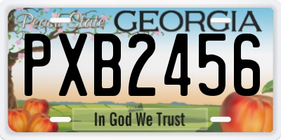 GA license plate PXB2456