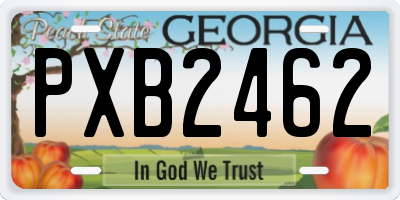 GA license plate PXB2462
