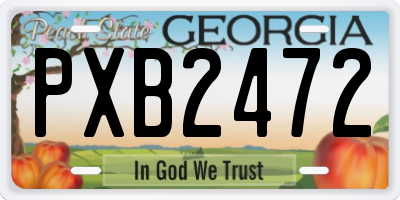 GA license plate PXB2472