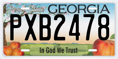 GA license plate PXB2478